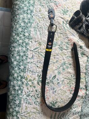 Dickies Black Leather Work Belt with Silver Buckle